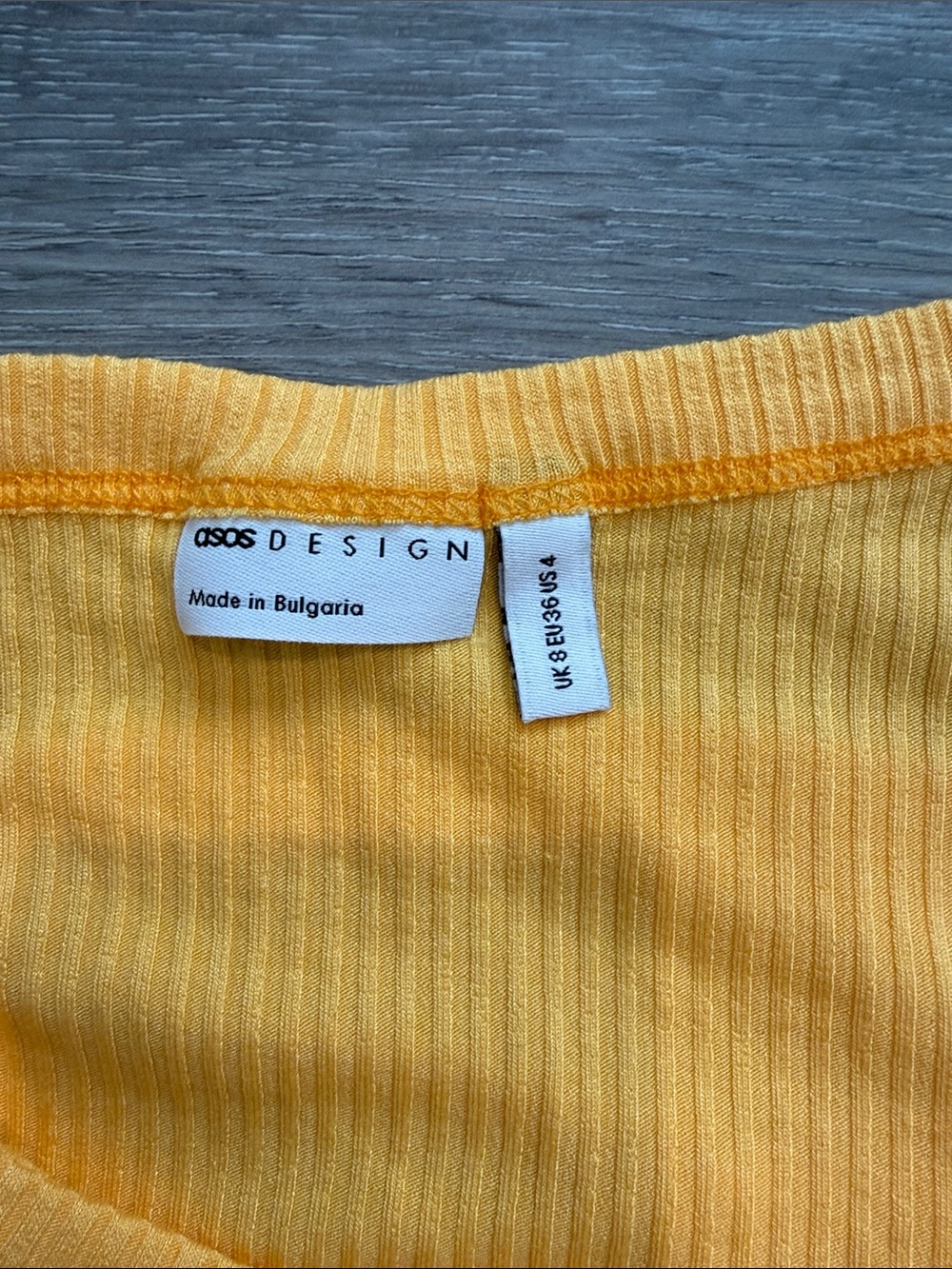 ASOS One-Shoulder Ribbed Crop Top in Yellow - Picture 2 of 3